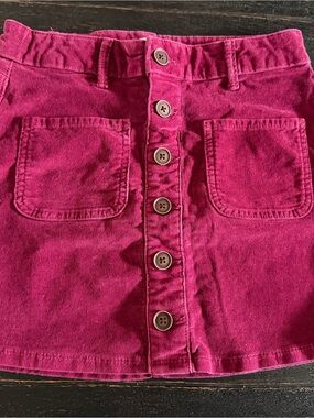 Womens Hot Pink Button-Front Corduroy Mini Skirt